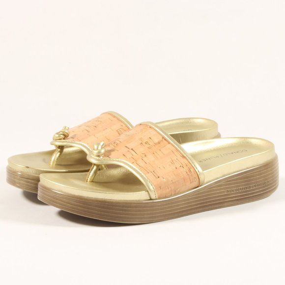 Donald J. Pliner Shoes - Donald J. Pliner Thong Platform Sandals Gold Cork